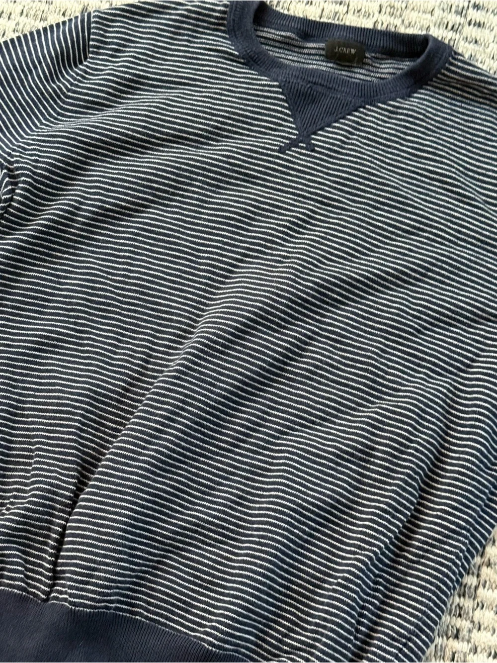 Men's JCREW Navy Striped Crewneck Sweater Size 8